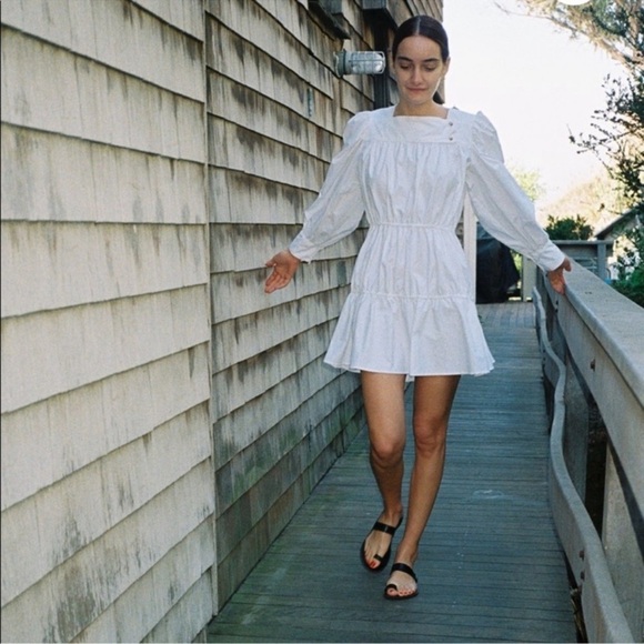 Ciao Lucia Alessandra Cotton Poplin Long Sleeve A Line Mini Dress White - Picture 4 of 11